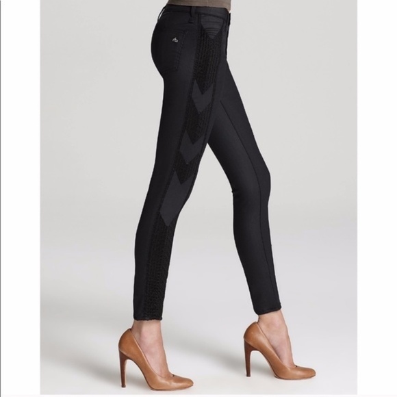 NEW! Rag & Bone‎ Raja Shoreditch Embroidered Black Coated Jeans 27 - Picture 3 of 5
